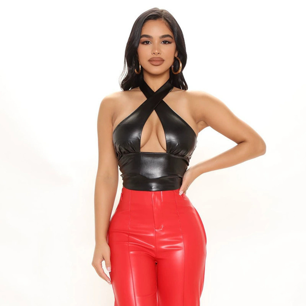 H&M Spring Summer Patent Leather Tube Top Sexy Womens